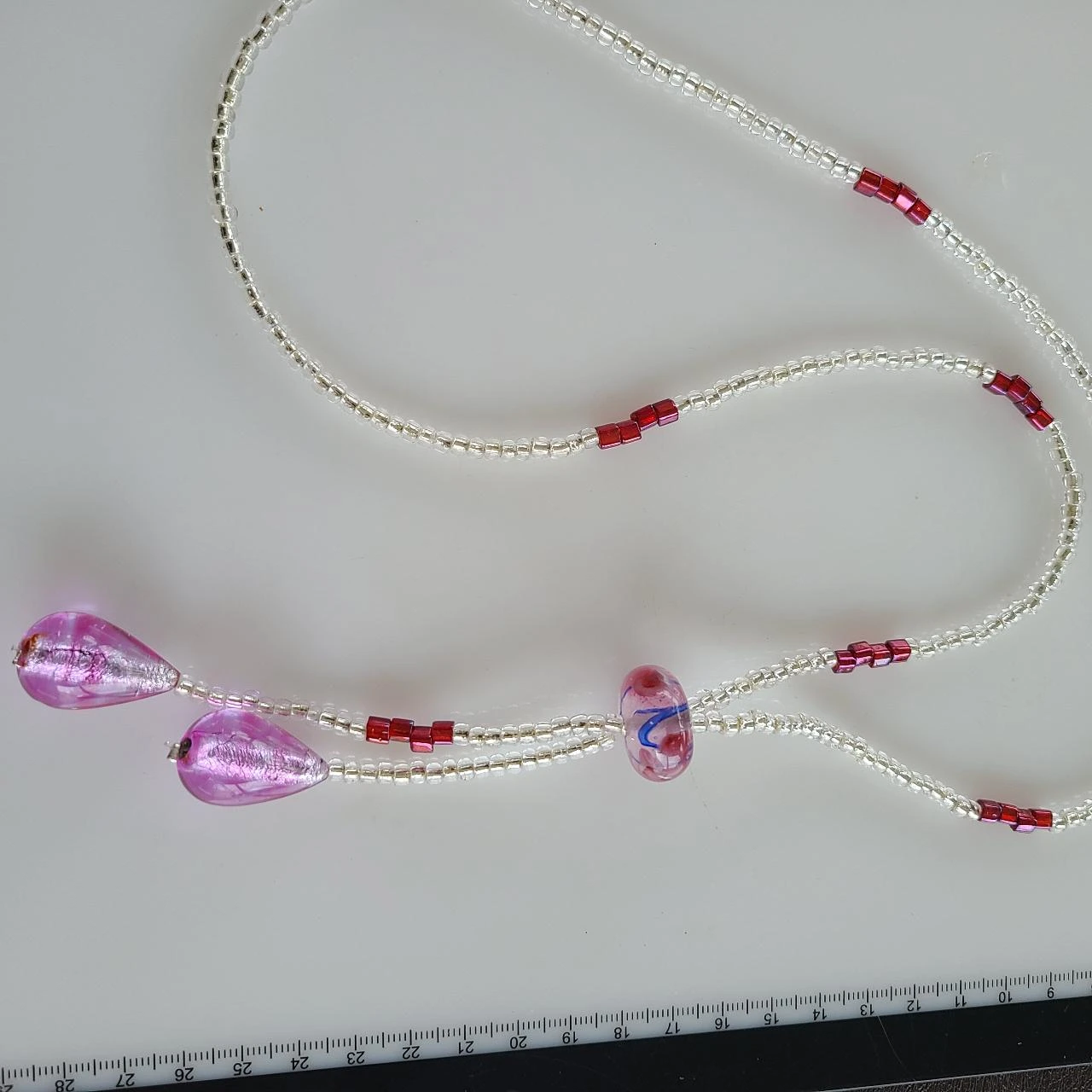 Collar de cuentas de vidrio con corazón de plata y cuentas de lámpara de violín PA1021 – photo 6